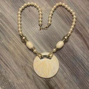 Boho chic chunky shell and pearl statement necklace